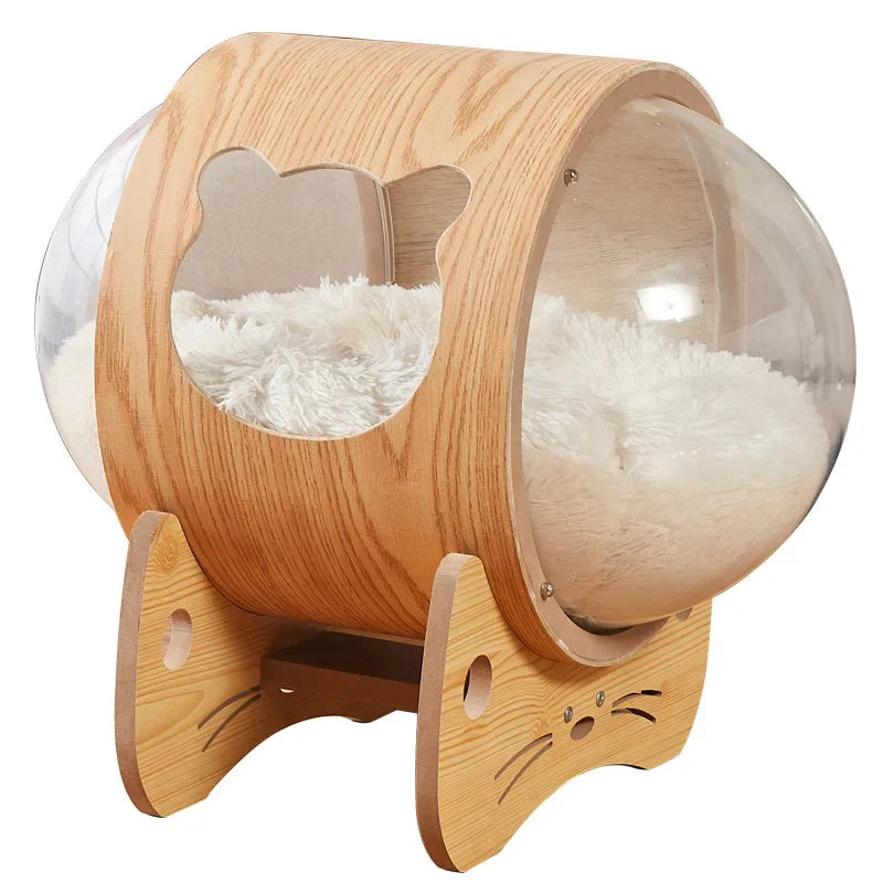 Arbre à Chat Design Bois & Sisal avec Dôme Observatoire