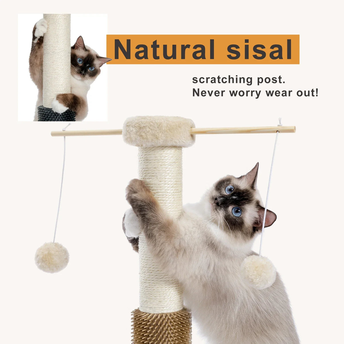 PawsPlay : Arbre à chat compact avec griffoir et jouets