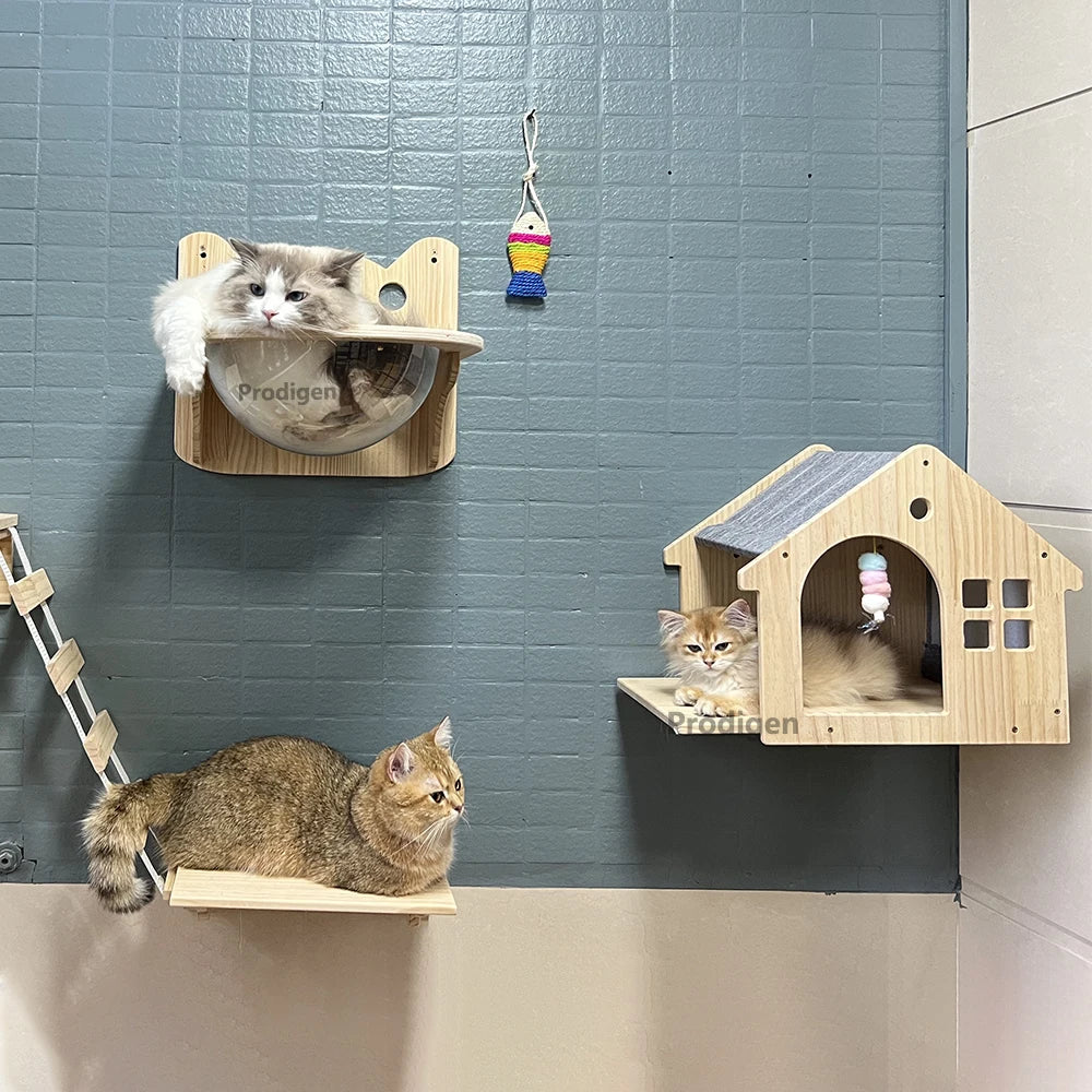 Maison Murale Chat Bois & Gris