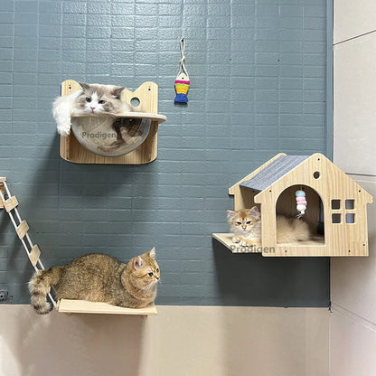 Maison Murale Chat Bois & Gris