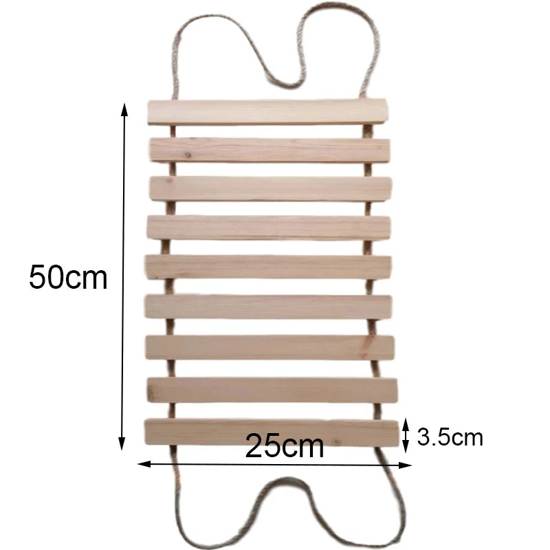 Pont Suspendu Mural Chat en Bois Naturel