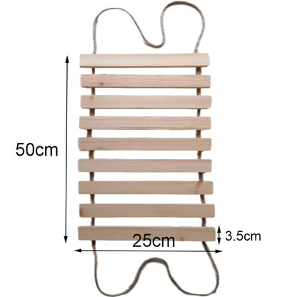 Pont Suspendu Mural Chat en Bois Naturel