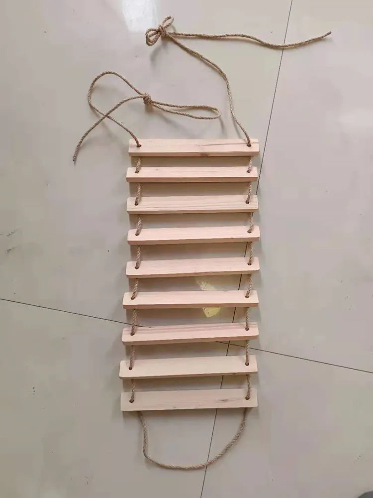 Pont Suspendu Mural Chat en Bois Naturel