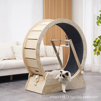 Roue de Course Silencieuse en Bois pour Chat