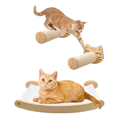 Pont Suspendu Chat CatVenture - Bois Naturel Mural