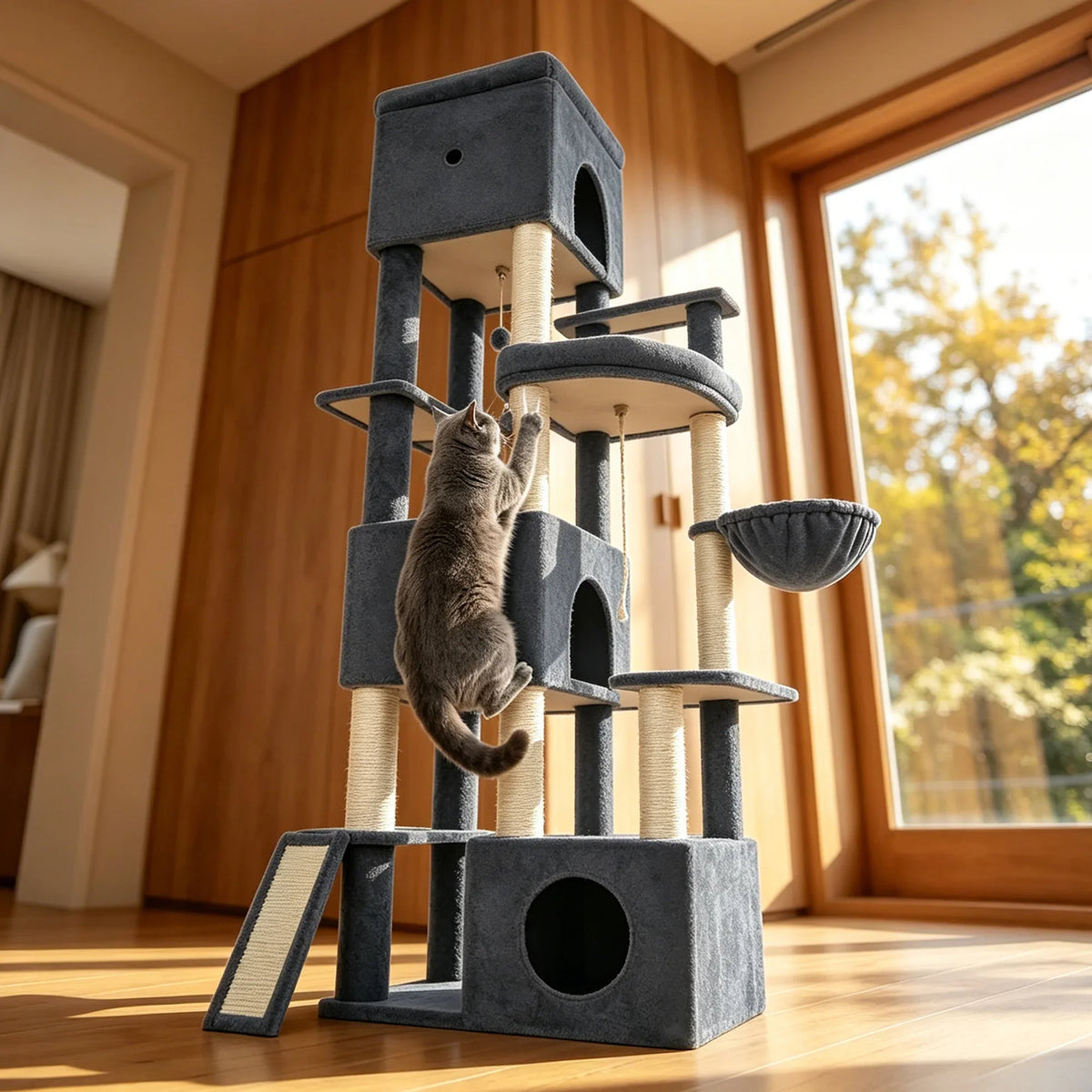 Arbre à Chat XXL Le Manoir Gris pour Grands Félins
