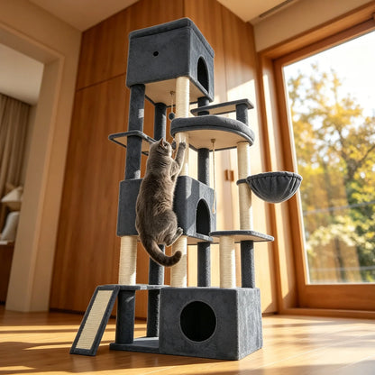 Arbre à Chat XXL Le Manoir Gris pour Grands Félins