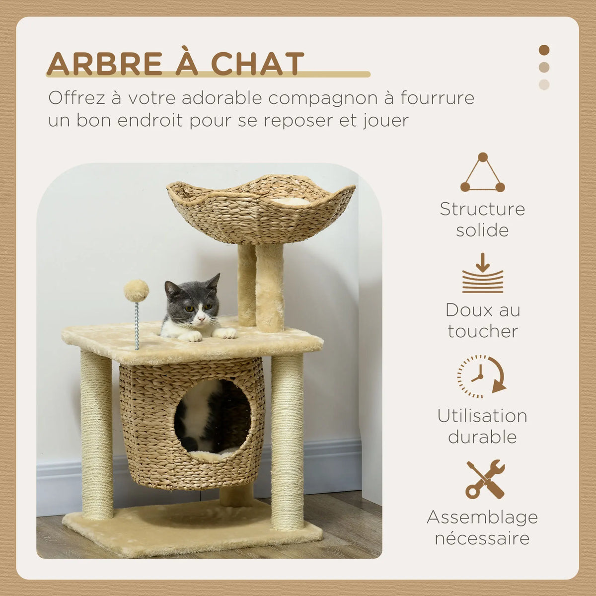 Arbre à Chat Bohème Beige 74cm