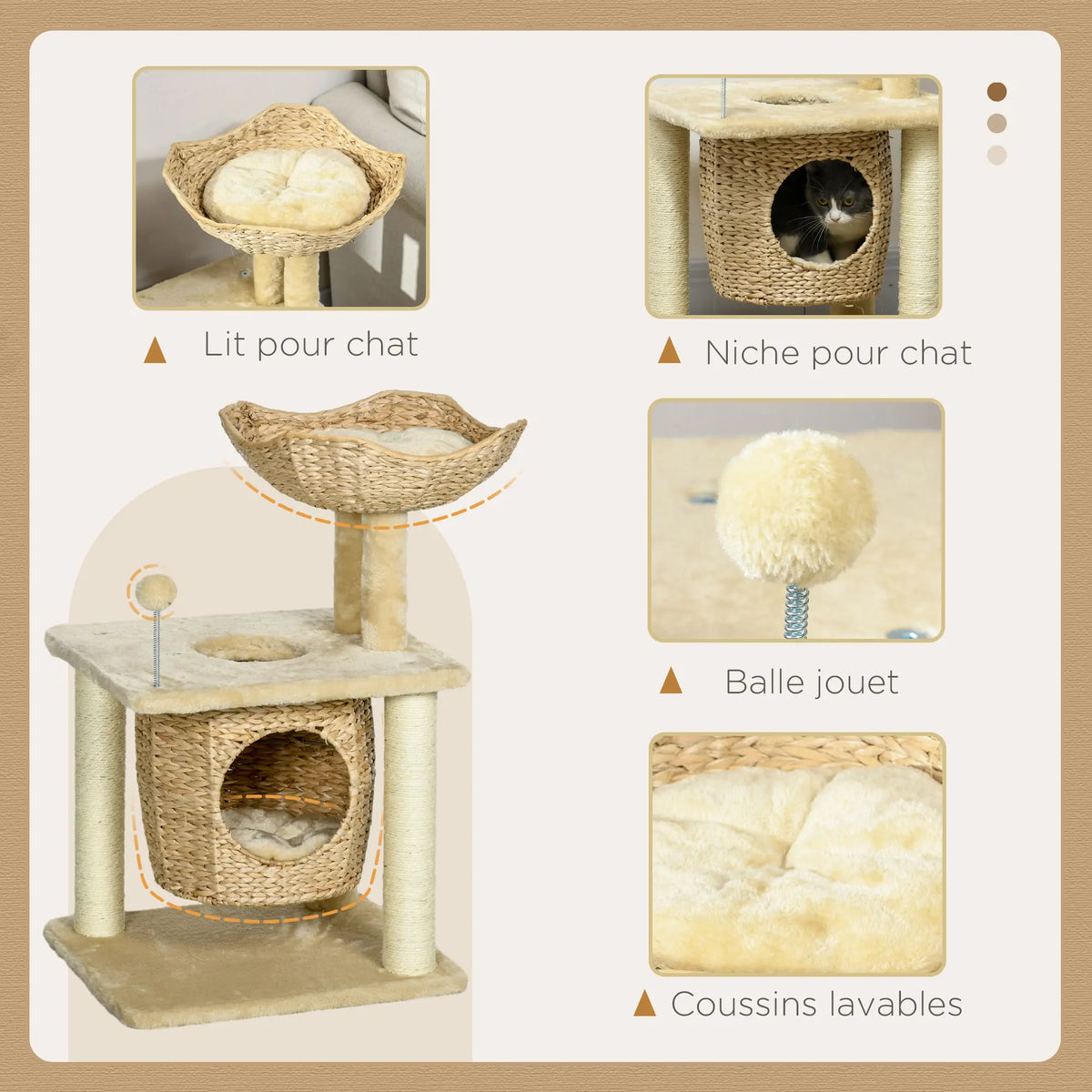 Arbre à Chat Bohème Beige 74cm