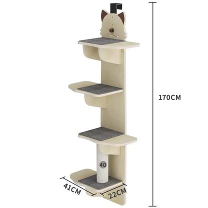Arbre à Chat Mural Bois Sans Percage