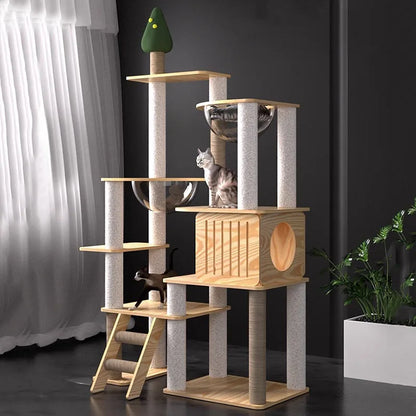 Arbre à Chat Design Félissime Bois & Sisal Luxe