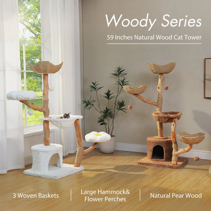 Arbre à Chat Design "Le Jardin Suspendu" 150cm Bois Massif