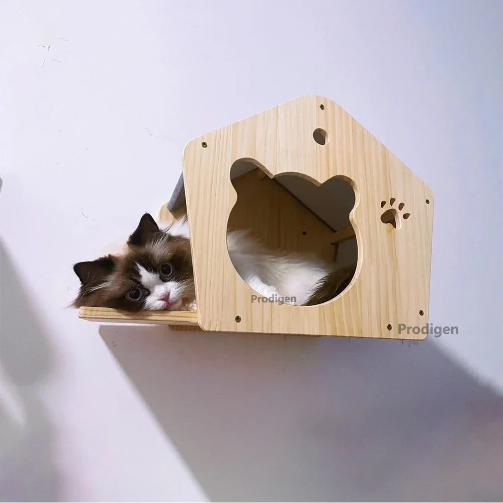 Maison Murale Chat Bois & Gris