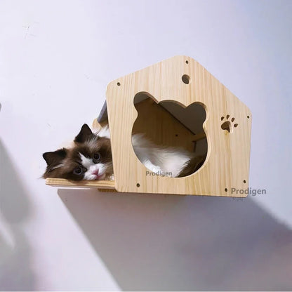 Maison Murale Chat Bois & Gris