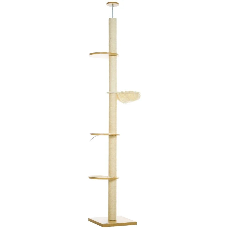 Arbre à Chat Sol-Plafond XL Sans Percage Design Bois