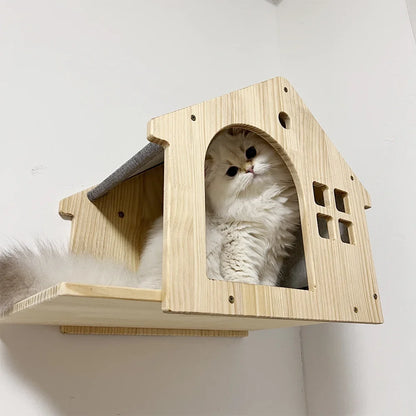 Maison Murale Chat Bois & Gris