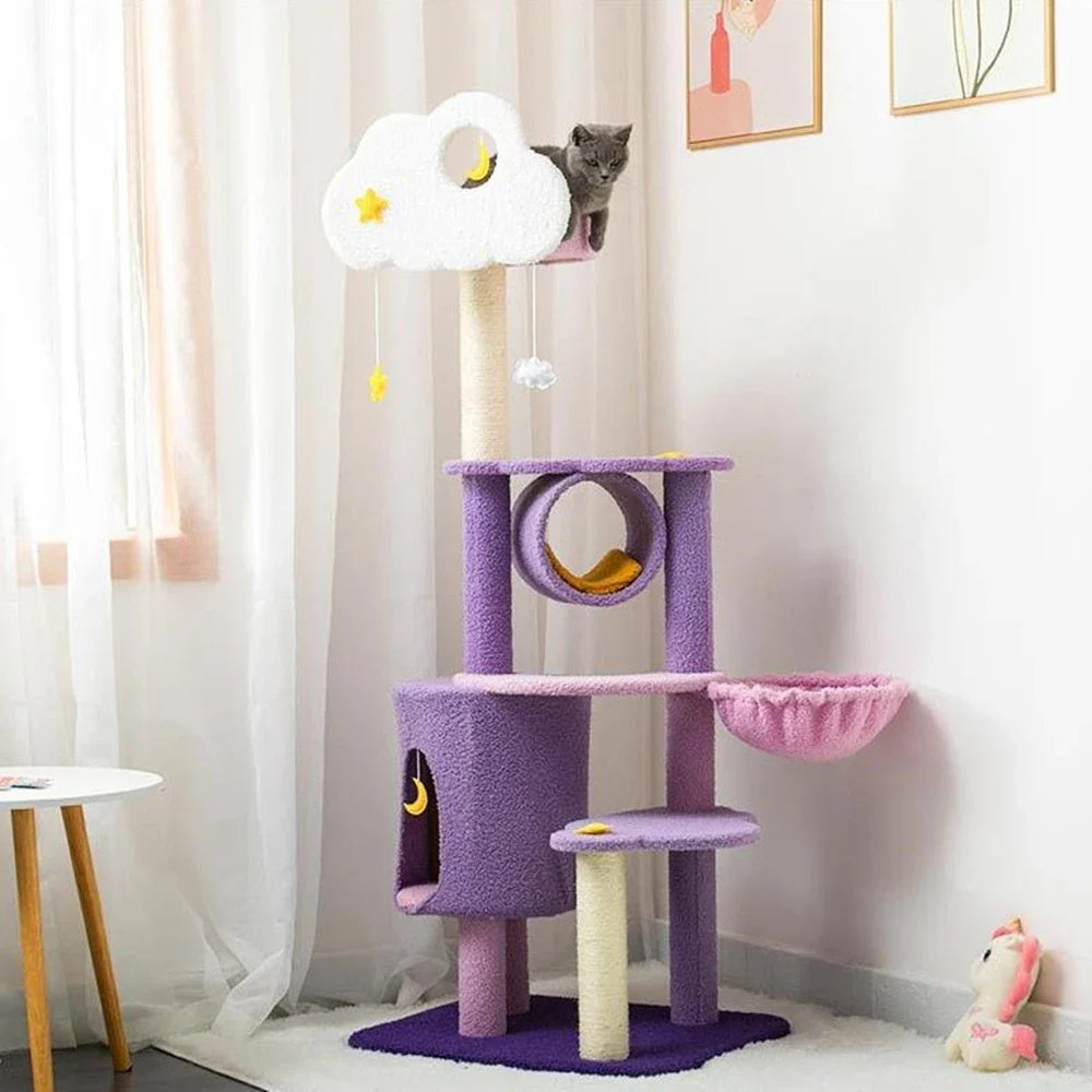 Arbre à Chat RêveCéleste : Paradis Onirique Violet & Blanc